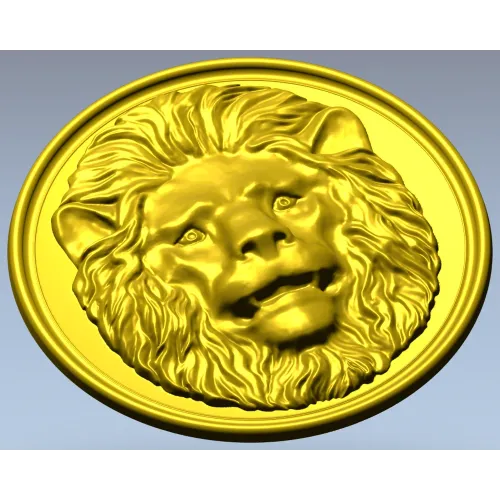 Lion Medallion Relief STL for CNC Carving