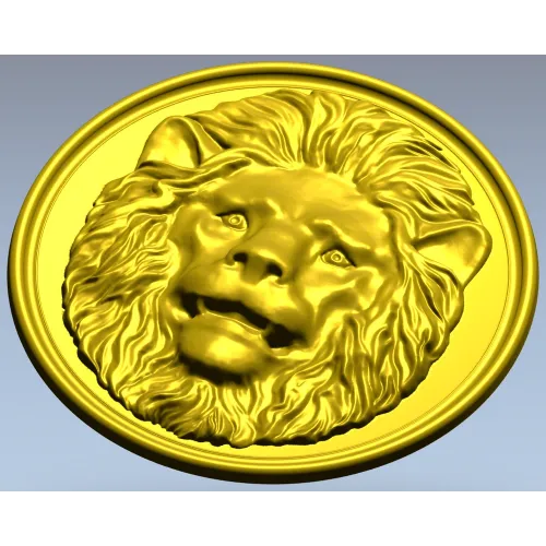 Lion Medallion Relief STL for CNC Carving