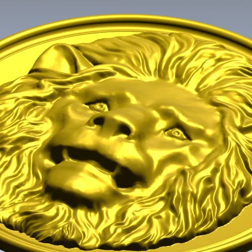 Lion Medallion Relief STL for CNC Carving