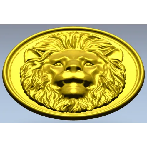 Lion Medallion Relief STL for CNC Carving