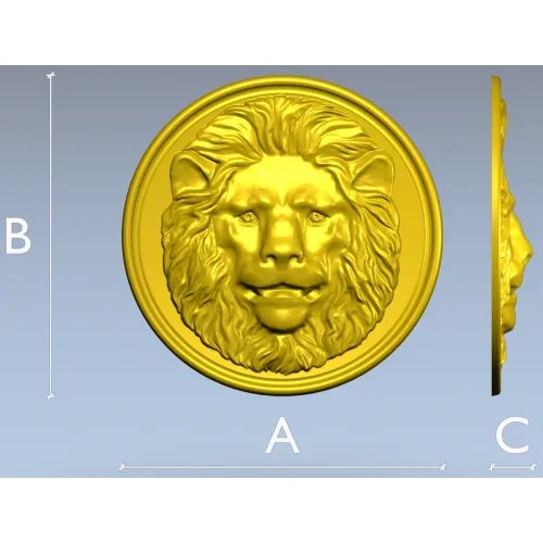 Lion Medallion Relief STL for CNC Carving