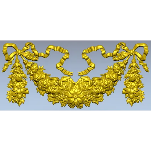 Ribboned Floral Swag - high-relief STL for CNC