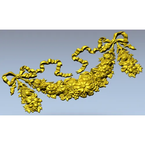 Ribboned Floral Swag - high-relief STL for CNC