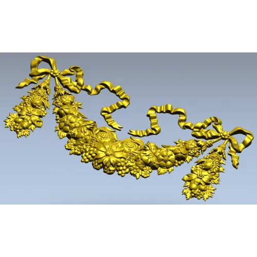 Ribboned Floral Swag - high-relief STL for CNC