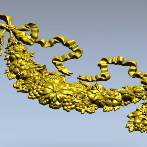 Ribboned Floral Swag - high-relief STL for CNC