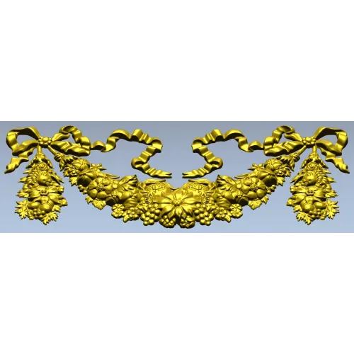 Ribboned Floral Swag - high-relief STL for CNC