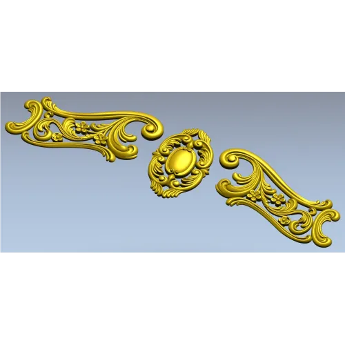 Rococo Cartouche and Scrolls STL for CNC wood carving