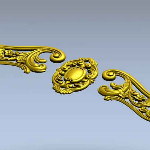 Rococo Cartouche and Scrolls STL for CNC wood carving