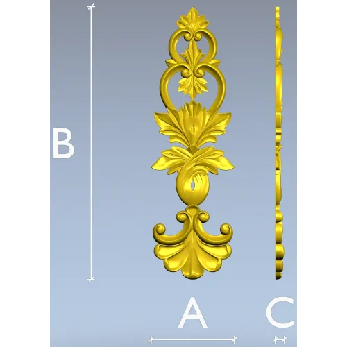 Acanthus Royale - high-relief STL 3D model for CNC ornamental applique