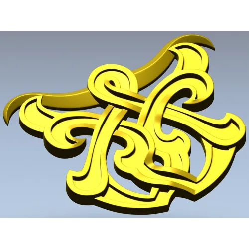 Interlace Cartouche - 3D STL model for CNC carving
