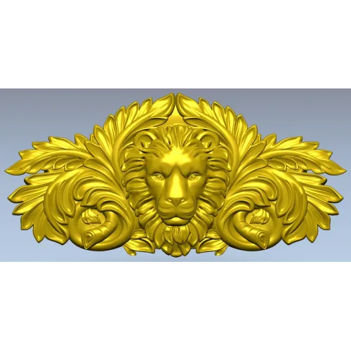 Картуш с львиной головой - декоративная 3D модель STL для ЧПУ