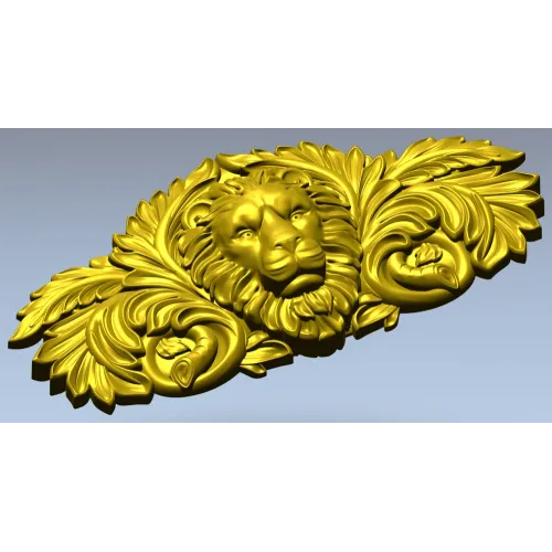 Картуш с львиной головой - декоративная 3D модель STL для ЧПУ