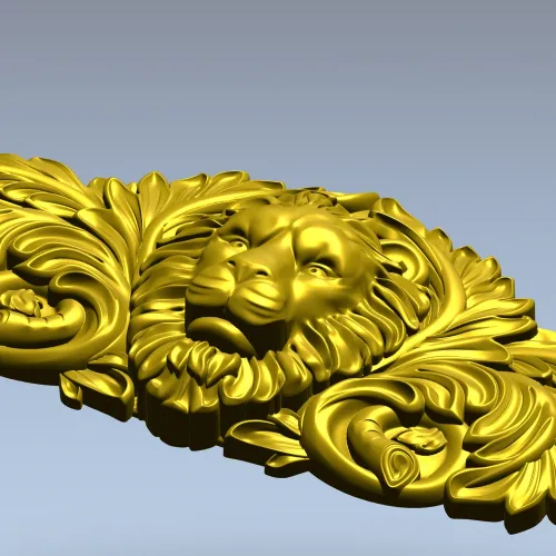 Картуш с львиной головой - декоративная 3D модель STL для ЧПУ