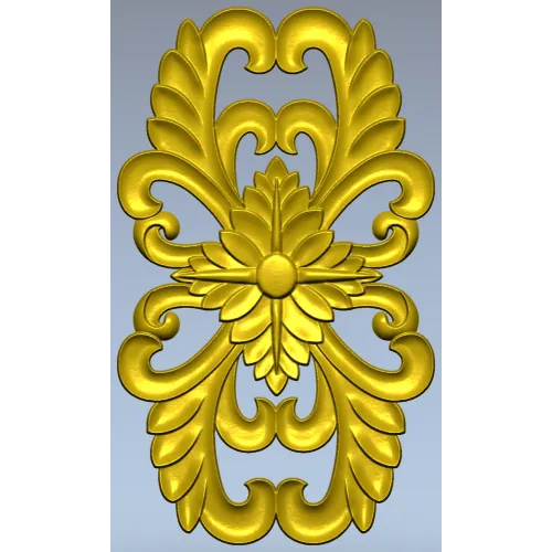 Elegant Floral Cartouche STL for CNC Milling