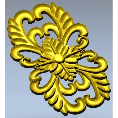 Elegant Floral Cartouche STL for CNC Milling