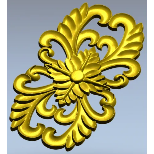 Elegant Floral Cartouche STL for CNC Milling