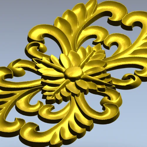 Elegant Floral Cartouche STL for CNC Milling