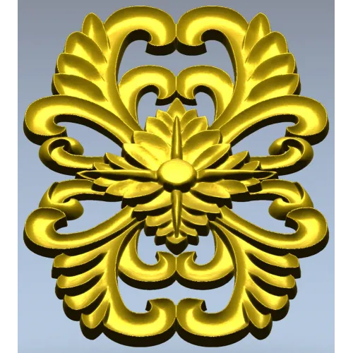 Elegant Floral Cartouche STL for CNC Milling