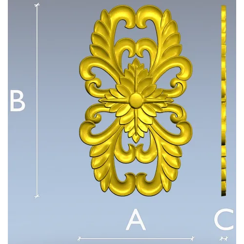 Elegant Floral Cartouche STL for CNC Milling