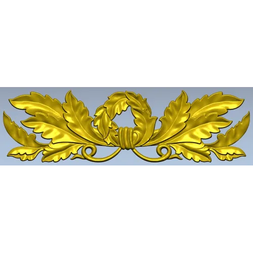 Laurel Wreath Acanthus Horizontal Applique STL