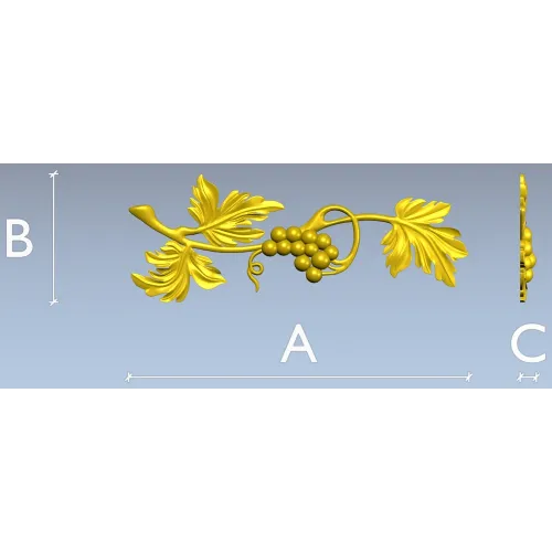 Grapevine ornamental STL relief for CNC milling and decorative panels