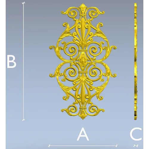Baroque Acanthus Vertical Cartouche STL