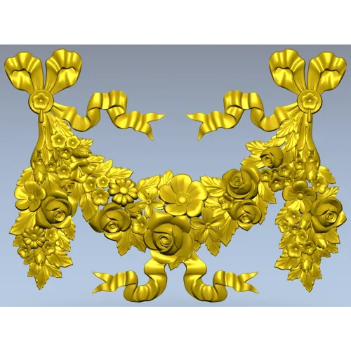 Rococo floral garland STL 3D model for CNC router and decorative panels