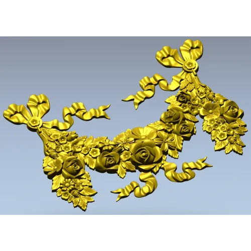 Rococo floral garland STL 3D model for CNC router and decorative panels