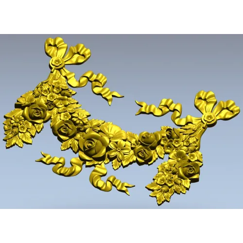 Rococo floral garland STL 3D model for CNC router and decorative panels