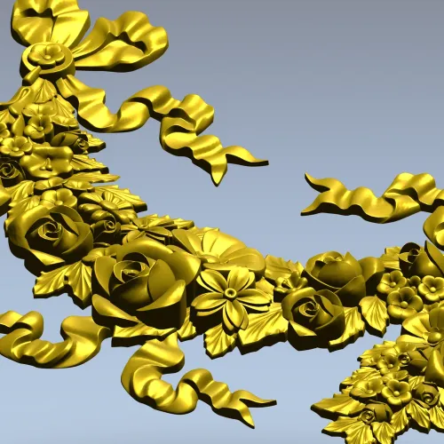 Rococo floral garland STL 3D model for CNC router and decorative panels