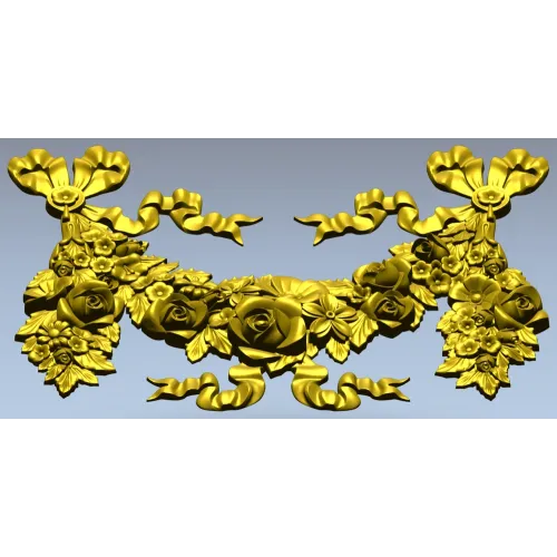 Rococo floral garland STL 3D model for CNC router and decorative panels