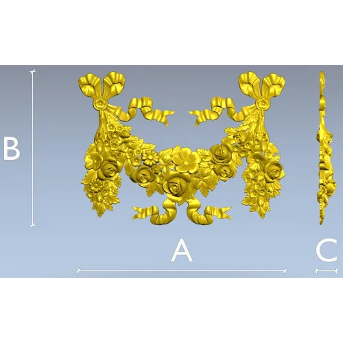 Rococo floral garland STL 3D model for CNC router and decorative panels
