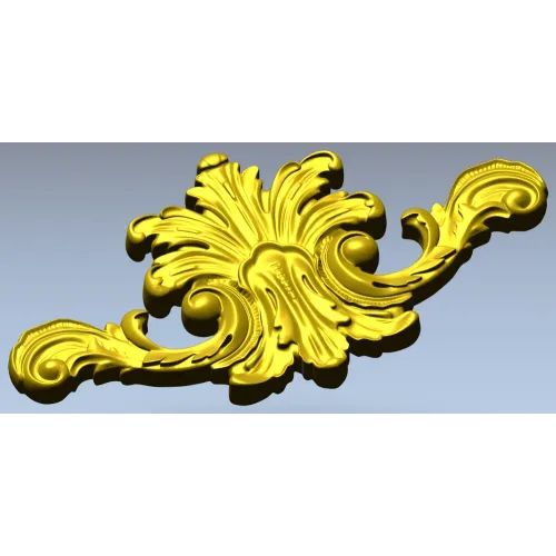 Ornate acanthus cartouche 3D STL for CNC carving
