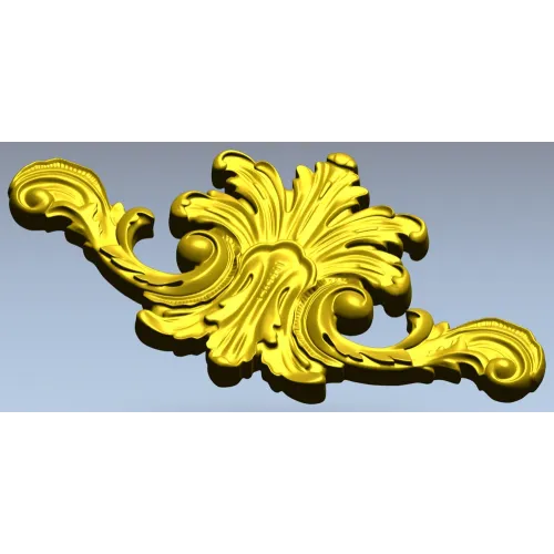 Ornate acanthus cartouche 3D STL for CNC carving