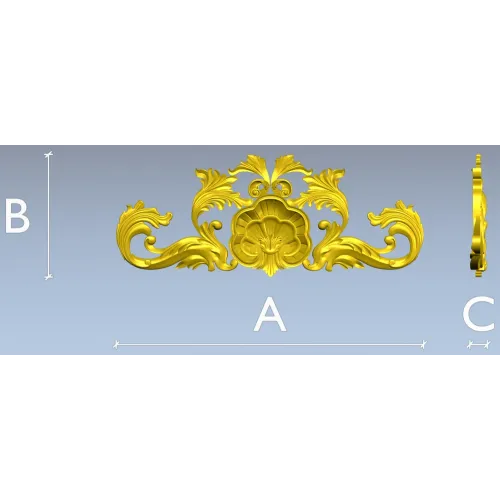 Shell & Acanthus Cartouche STL 3D Model for CNC