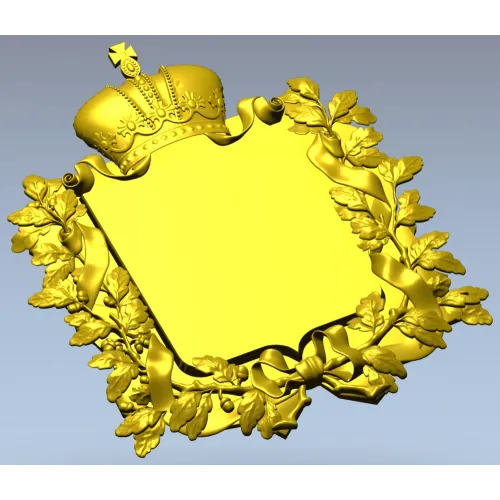 Royal Crowned Cartouche - STL 3D Model for CNC