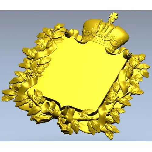 Royal Crowned Cartouche - STL 3D Model for CNC