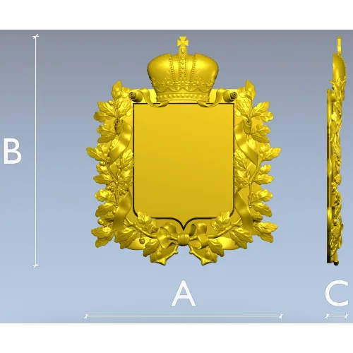 Royal Crowned Cartouche - STL 3D Model for CNC
