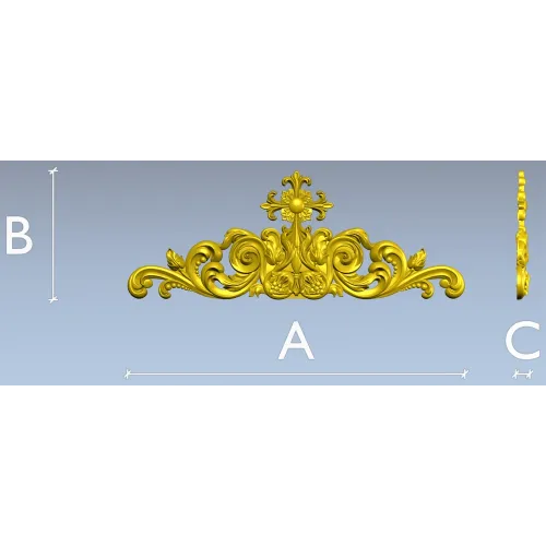 Ornamental Acanthus Crest - High Relief STL 3D Model for CNC