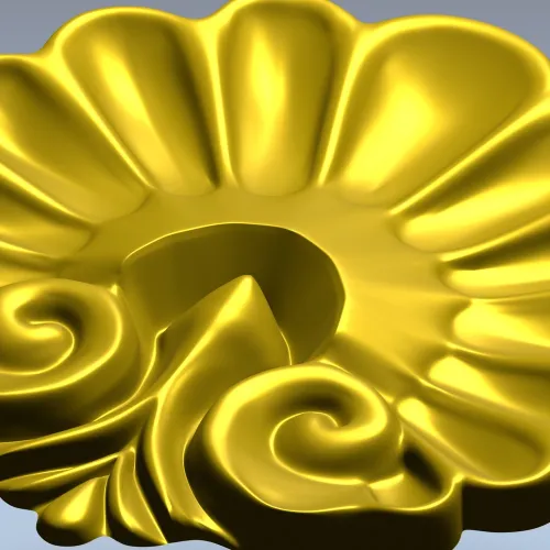 Rococo Shell Rosette - STL 3D model for CNC carving