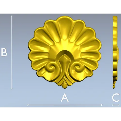 Rococo Shell Rosette - STL 3D model for CNC carving