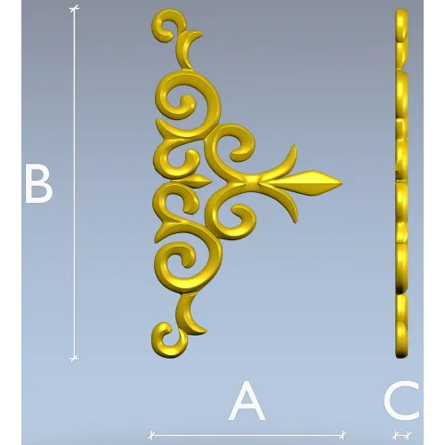 Acanthus Corner Ornament - STL 3D Model for CNC