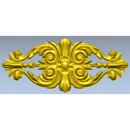 Baroque Floral Applique - detailed STL 3D model for CNC