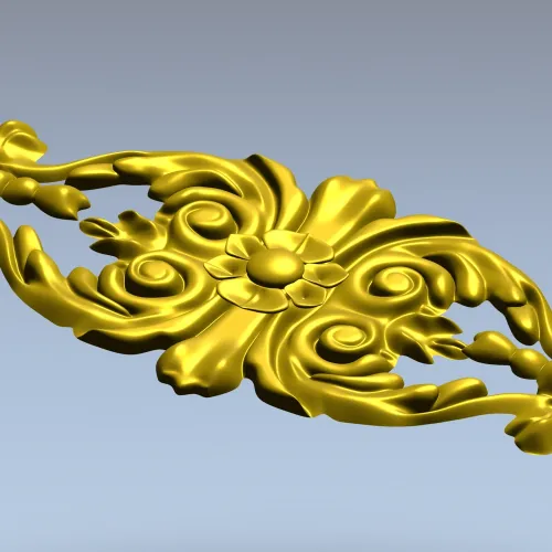 Baroque Floral Applique - detailed STL 3D model for CNC
