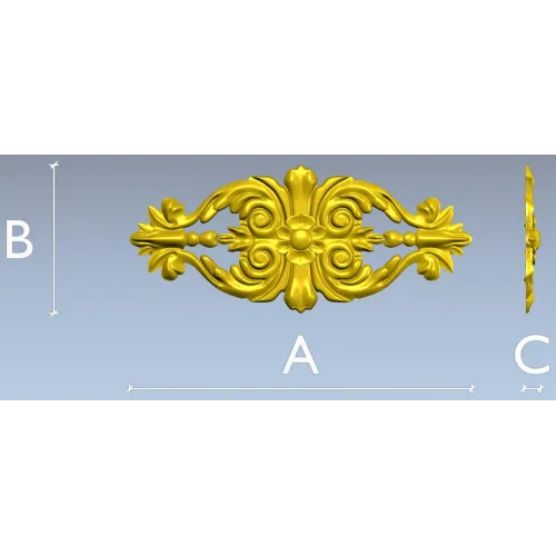 Baroque Floral Applique - detailed STL 3D model for CNC