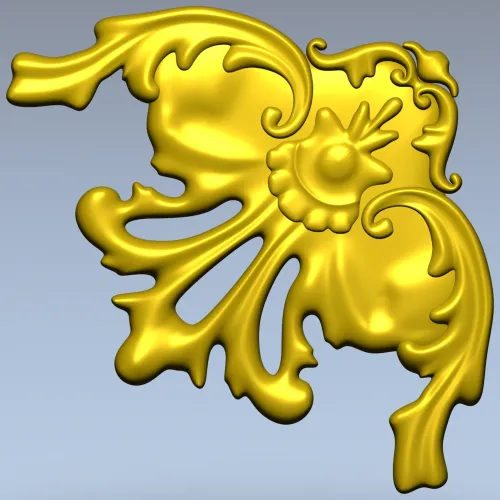 Rococo Floral Corner STL for CNC Milling