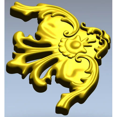 Rococo Floral Corner STL for CNC Milling