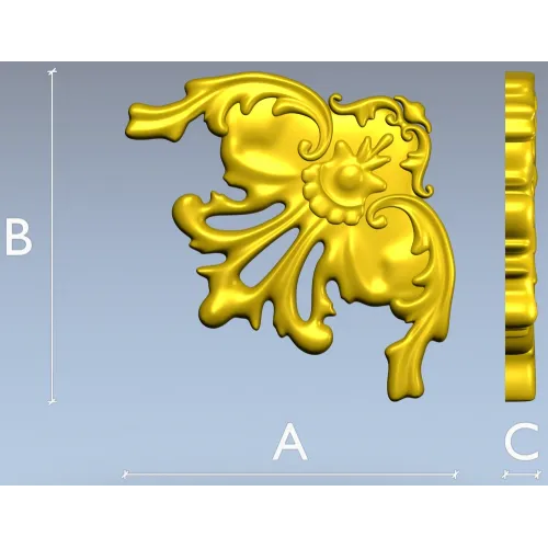 Rococo Floral Corner STL for CNC Milling