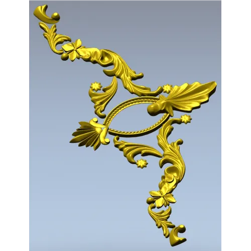 Rocaille Corner Applique STL - ornate corner 3D model for CNC