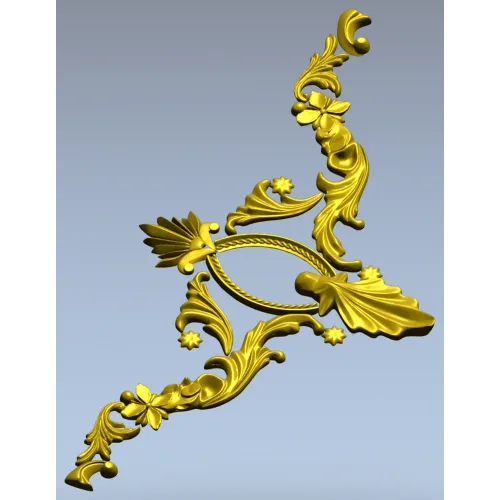 Rocaille Corner Applique STL - ornate corner 3D model for CNC